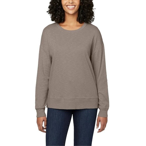 NEW Buffalo David Bitton Women's Slub Crewneck Top | Tan - Picture 1 of 5
